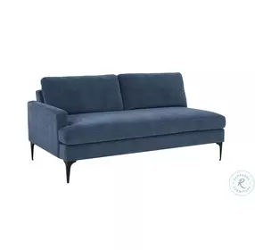 Serena Blue Velvet LAF Loveseat with Black Legs