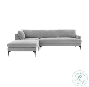 Serena Gray Velvet LAF Chaise Sectional with Black Legs