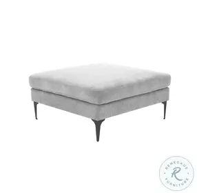 Serena Gray Velvet Ottoman with Black Legs