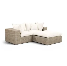 Cali Natural Performance Fabric & Natural Wicker Modular Outdoor Small Sectional