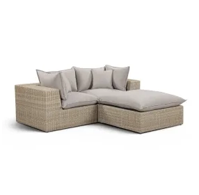 Cali Light Gray Fabric & Natural Wicker Modular Outdoor Small Sectional