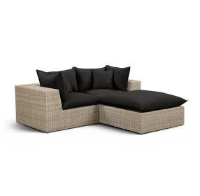 Cali Black Fabric & Natural Wicker Modular Outdoor Small Sectional