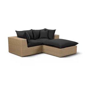 Cali Black Fabric & Brown Wicker Modular Outdoor Small Sectional