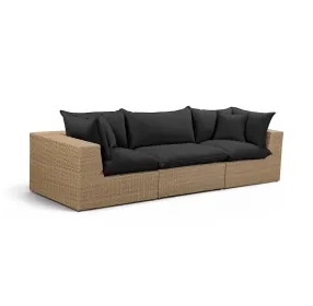 Cali Black Fabric & Brown Wicker Modular Outdoor Sofa