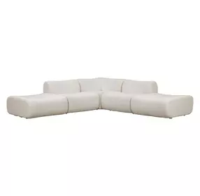 Zenith Cream Upcycled Fabric Modular 5-Piece Sectional