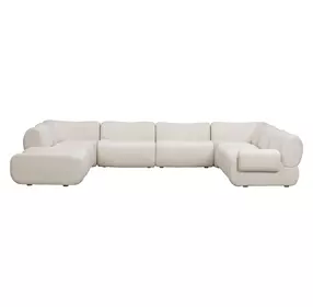 Zenith Cream Upcycled Fabric Modular U-Sectional with RAF Chair