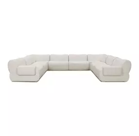 Zenith Cream Upcycled Fabric Modular Large U-Sectional