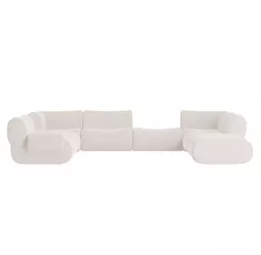 Zenith Cream Upcycled Fabric Modular Large LAF Sectional