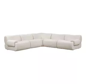 Zenith Cream Upcycled Fabric Modular L-Sectional