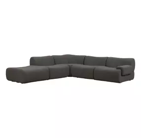 Zenith Charcoal Gray Upcycled Fabric Modular Sectional with RAF Chair