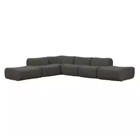 Zenith Charcoal Gray Upcycled Fabric Modular Large L-Sectional
