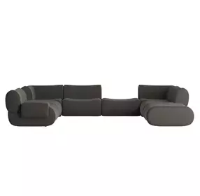 Zenith Charcoal Gray Upcycled Fabric Modular Large LAF Sectional