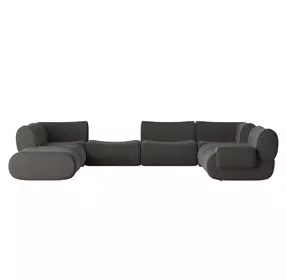 Zenith Charcoal Gray Upcycled Fabric Modular Large RAF Sectional