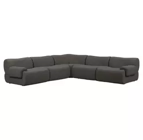 Zenith Charcoal Gray Upcycled Fabric Modular L-Sectional