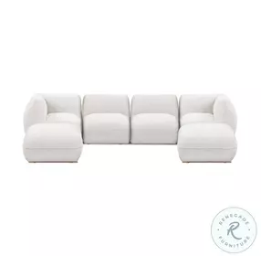 Arezza Stone White Basketweave Modular U Chaise Sectional