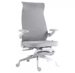 Meridian White Upholstered Swivel Desk Chair with Massage and USB Charging