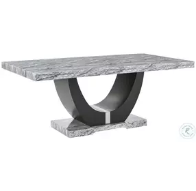 Lyra Gray And Black Marble Rectangular Dining Room Set