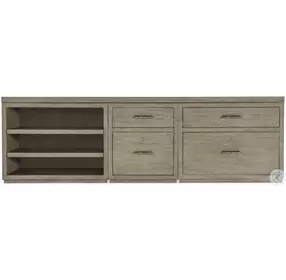 Linville Falls Soft Smoked Gray 96" Credenza with File Lateral File and Open Desk Cabinet