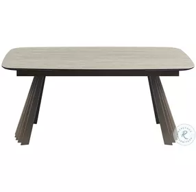 RH Warm Matte Travertine Ceramic Top And Natural Stone Extendable Dining Table Room Set