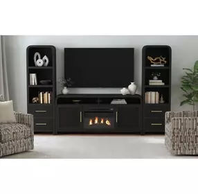 Woodridge Black 70" TV Stand with Fireplace Insert