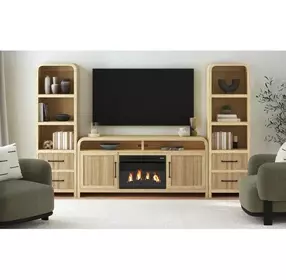 Woodridge Natural 70" TV Stand with Fireplace Insert