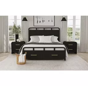 Woodridge Black 2 Drawer Nightstand with USB Charging