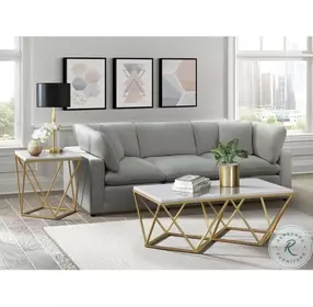 Conner White Marble And Gold Coffee Table