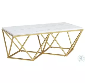 Conner White Marble And Gold Occasional Table Set