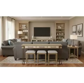 Rio Vista Muted Earth Tones and Clay Rectangular Console Table with USB Charging