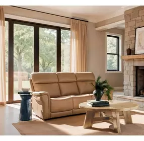 Lyra Sahara Sandalwood Leather Zero Gravity 90" Power Reclining Sofa With Power Headrest