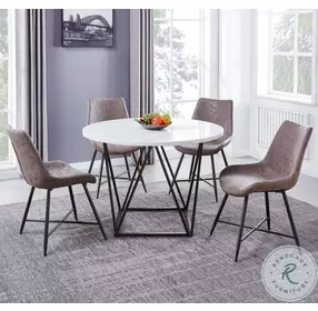 Ramona White Marble And Deep Bronze Dining Table