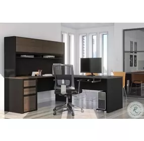Connexion Antigua And Black 71" L Shaped Desk With Pedestal And Hutch