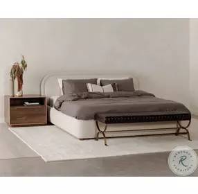 Colin Oatmeal Upholstered King Platform Bed