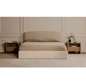 Joan Cream King Upholstered Storage Platform Bed