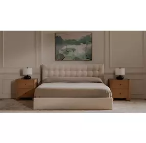 Sebastion Cream Queen Upholstered Storage Platform Bed