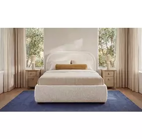 Colin Oatmeal and Brown Twin Upholstered Panel Bed