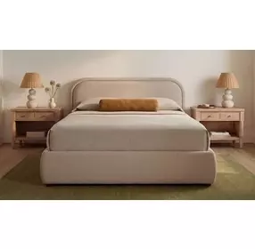 Colin Light Brown Queen Upholstered Storage Panel Bed