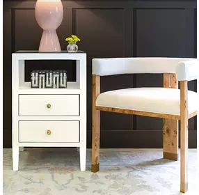 Jude Brown and White Performance Fabric Accent Chair
