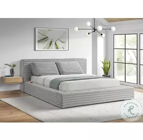 Ashbury Light Grey King Upholstered Platform Bed