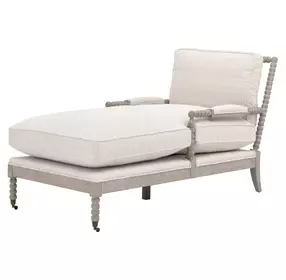 Stitch and Hand Dining Bedroom Gellar Linen Performance Fabric 67" Rouleau Chaise Lounge with Casters