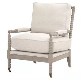 Stitch and Hand Dining Bedroom Gellar Linen Performance Fabric Upholstered Rouleau Club Chair
