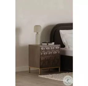Corolla Gray And Brass Nightstand