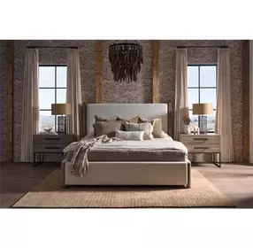 Abode Beige and Boulder King Upholstered Panel Bed