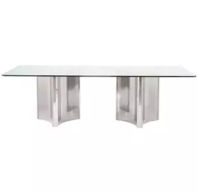 Abbott Silver 100" Rectangular Glass Top Dining Table