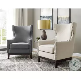 Roswell Beige Wingback Accent Chair