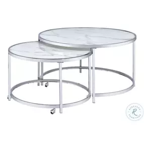 Rayne Marble Top And Chrome Occasional Tables Set