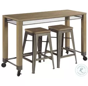 Maya Natural Pecan Counter Height Console Table with 2 Stools