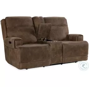 Wheeler Brown Power Reclining Console Loveseat With Power Headrest