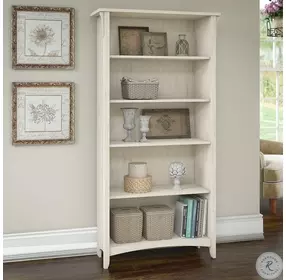 Salinas Antique White 5 Shelf Bookcase