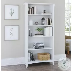 Salinas Pure White 5 Shelf Tall Bookcase